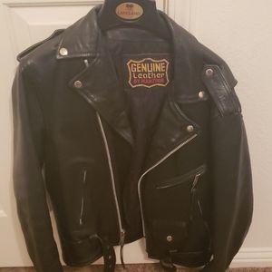 Genuine leather vintage moto jacket